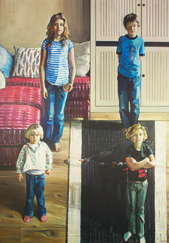 Daisy, Jake, Tizzy & Flora (four canvases, hung separately or together)